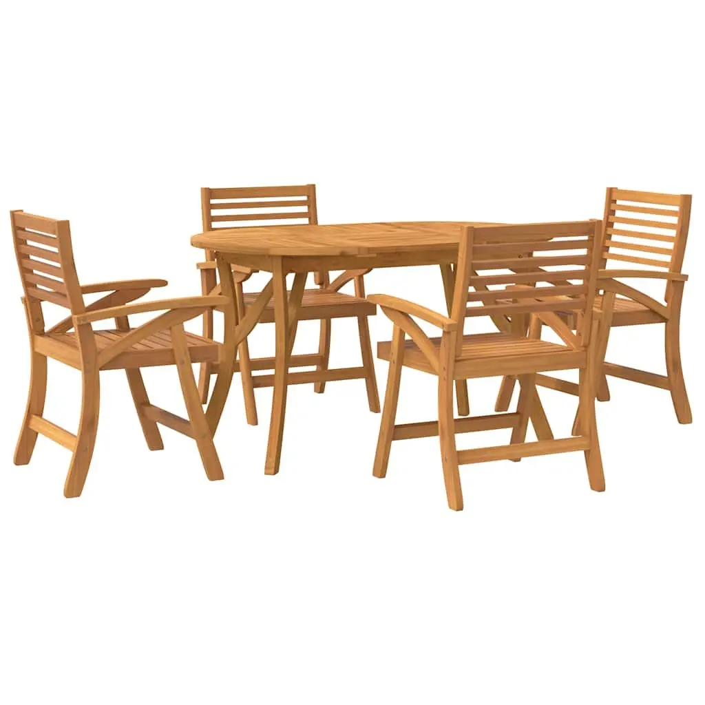 Outdoor Patio Furniture Set 5 Piece Solid Acacia Wood Dining Table and Chairs Brown