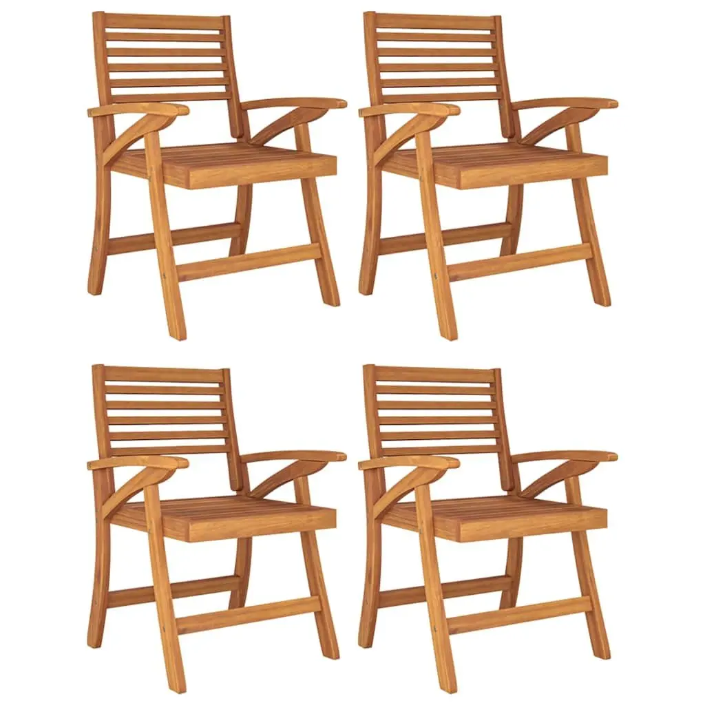 Outdoor Patio Furniture Set 5 Piece Solid Acacia Wood Dining Table and Chairs Brown