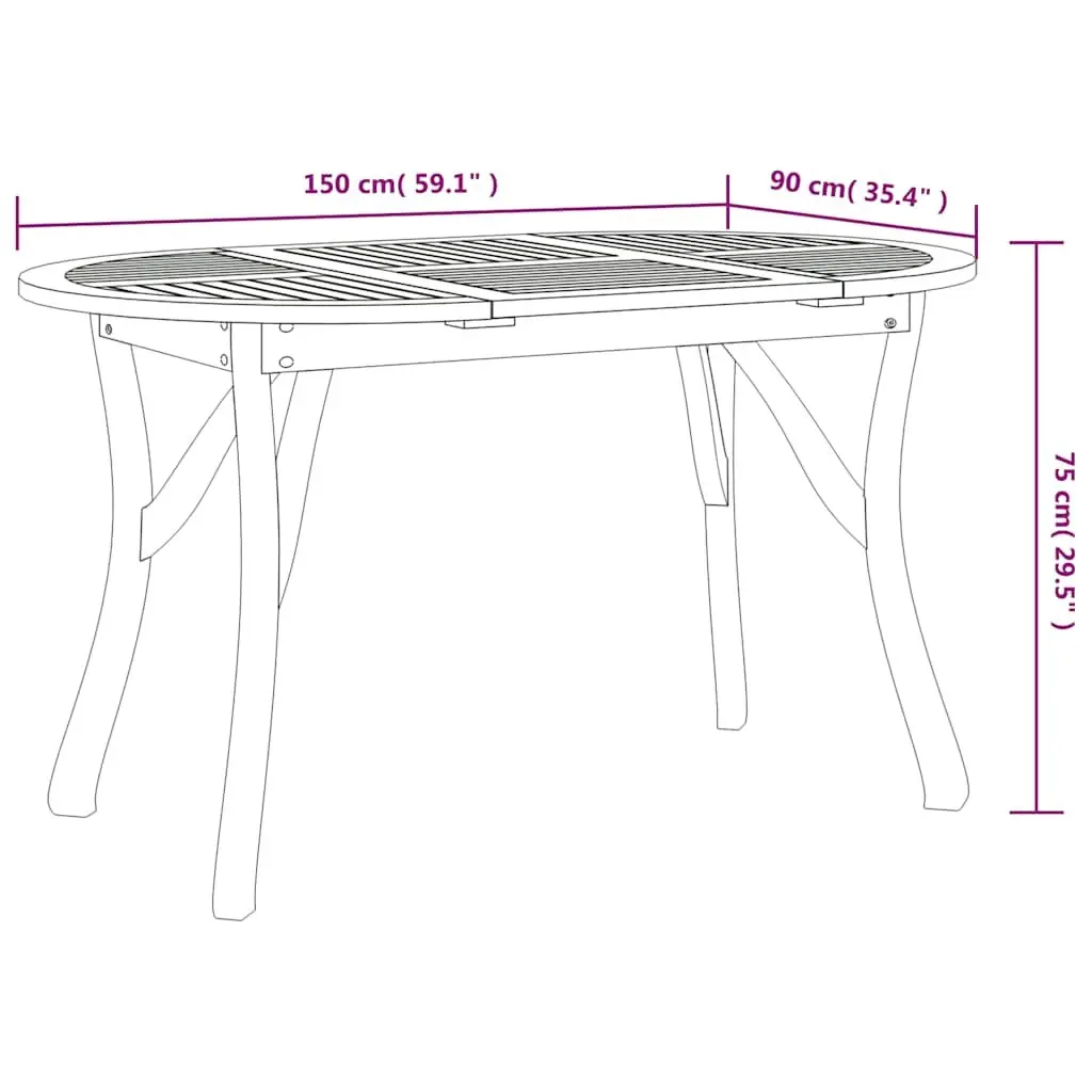 Outdoor Patio Furniture Set 5 Piece Solid Acacia Wood Dining Table and Chairs Brown
