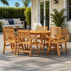 Join Friends Outdoors with This 7 Piece Acacia Dining Set