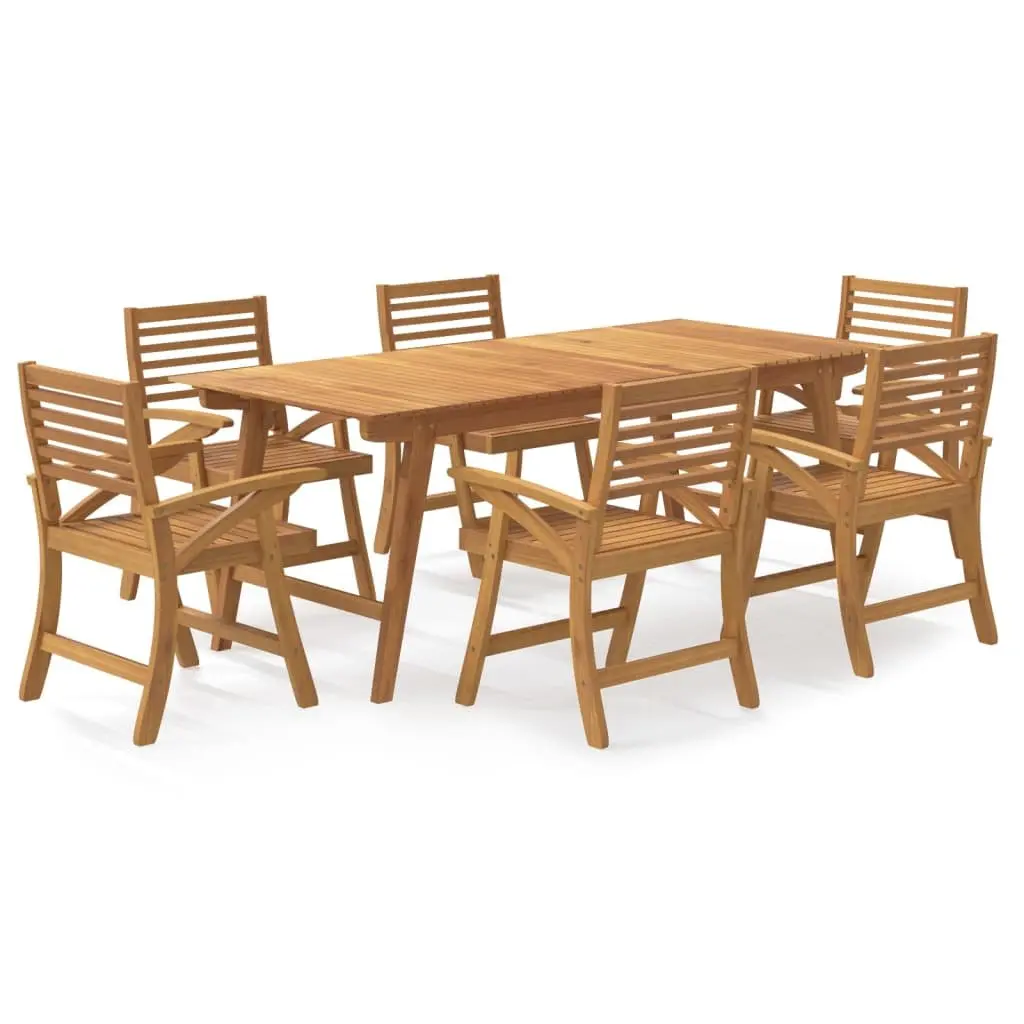 7 Piece Garden Dining Set Solid Wood Acacia Brown Outdoor Patio Furniture