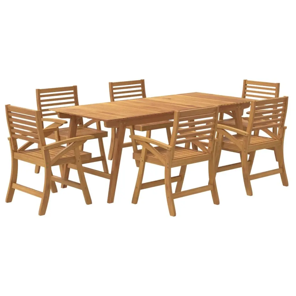 7 Piece Garden Dining Set Solid Wood Acacia Brown Outdoor Patio Furniture