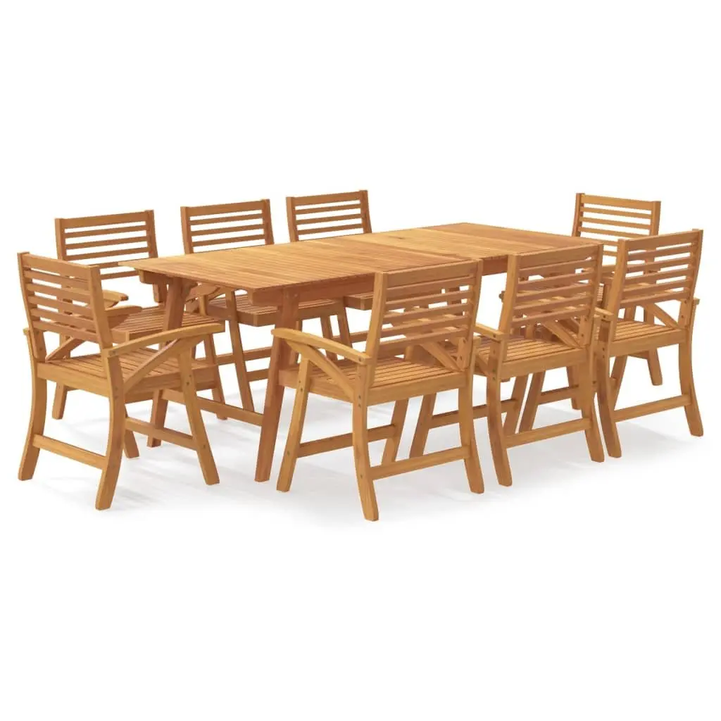 Garden Dining Set Solid Acacia Wood 9 Piece Outdoor Patio Furniture Brown