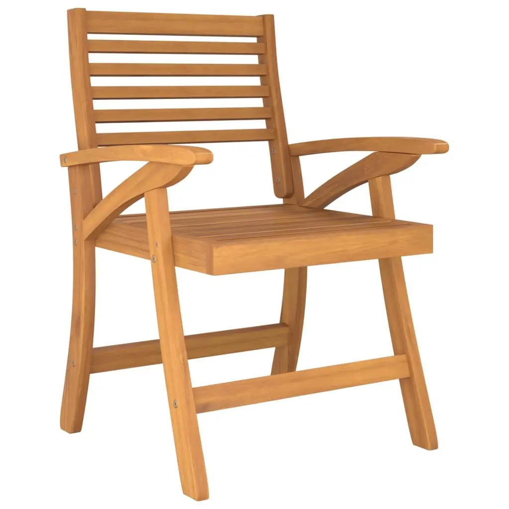 Acacia Wood Outdoor Chairs Brown Set of 8 Patio Seating Furniture with Curved Back and Armrests