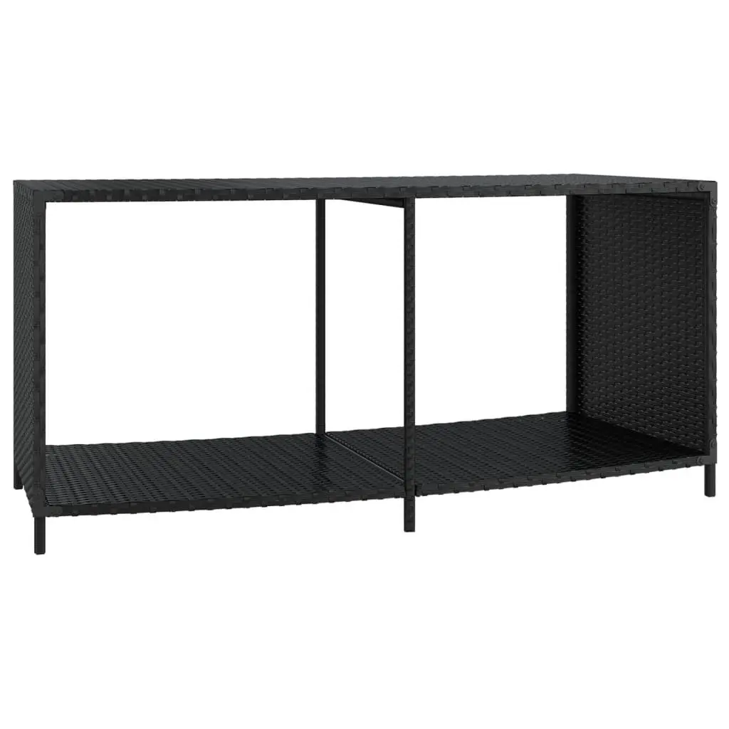 Black PE Rattan Acacia Wood Spa Enclosure with Storage Hot Tub Surround