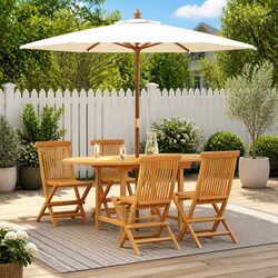 You’ll Love This 5-Piece Teak Wood Dining Set