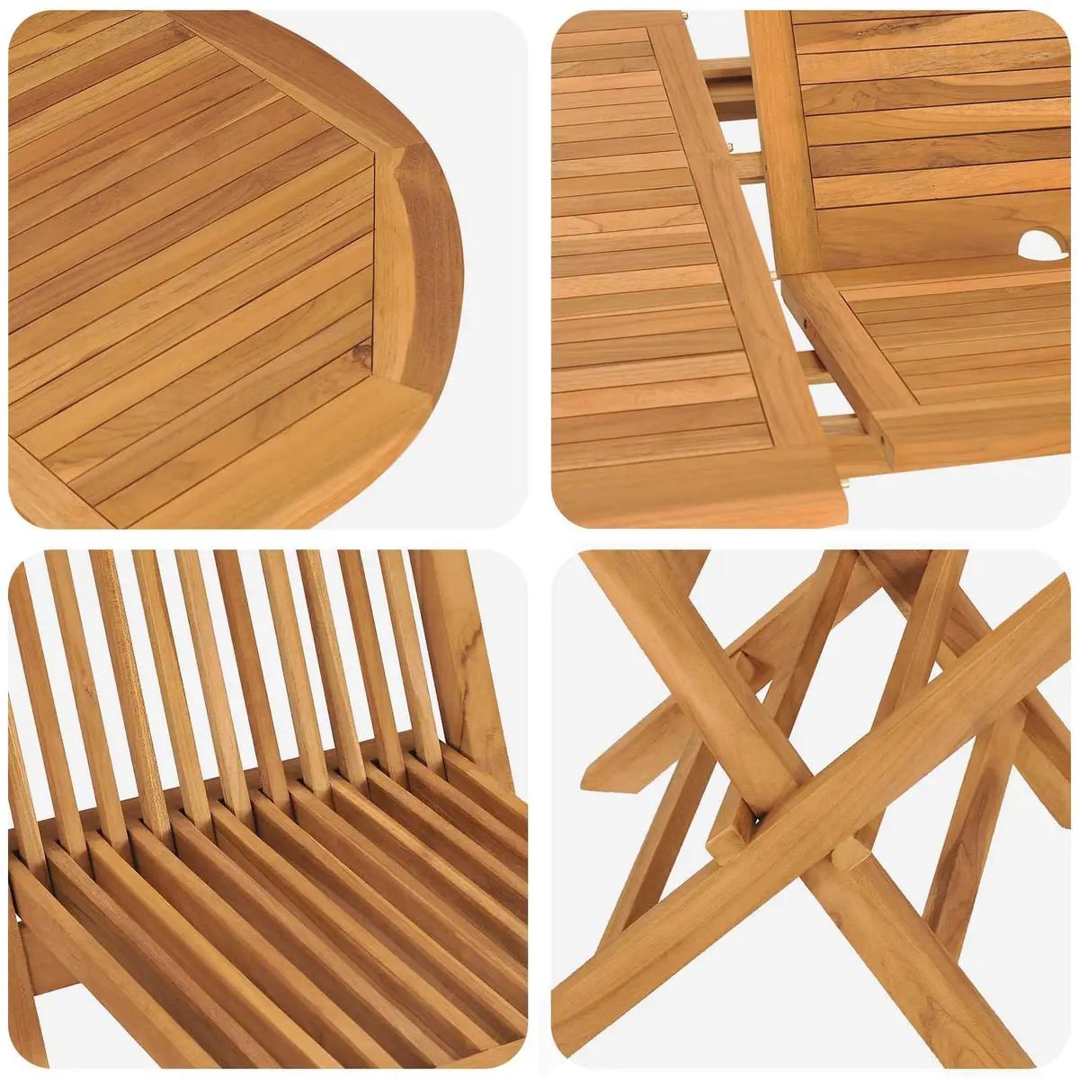 Garden Dining Set Teak Wood 5 Piece Outdoor Table Chair Brown Patio Furniture