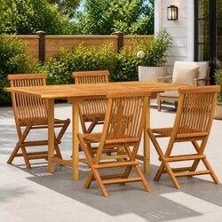 Get the Perfect 5-Piece Teak Wood Dining Set Today