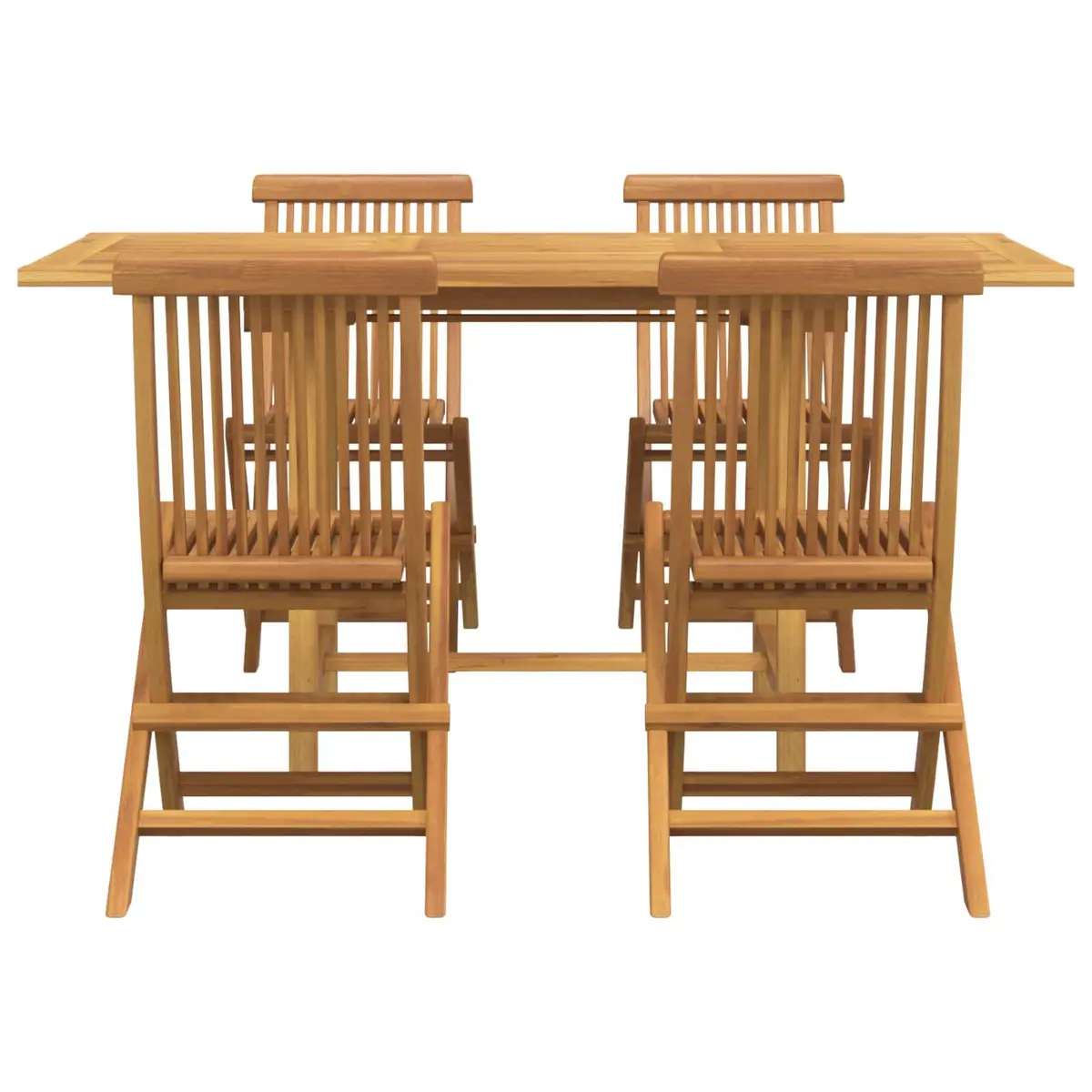 Garden Dining Set Teak Wood 5 Pieces Brown Outdoor Table Chairs