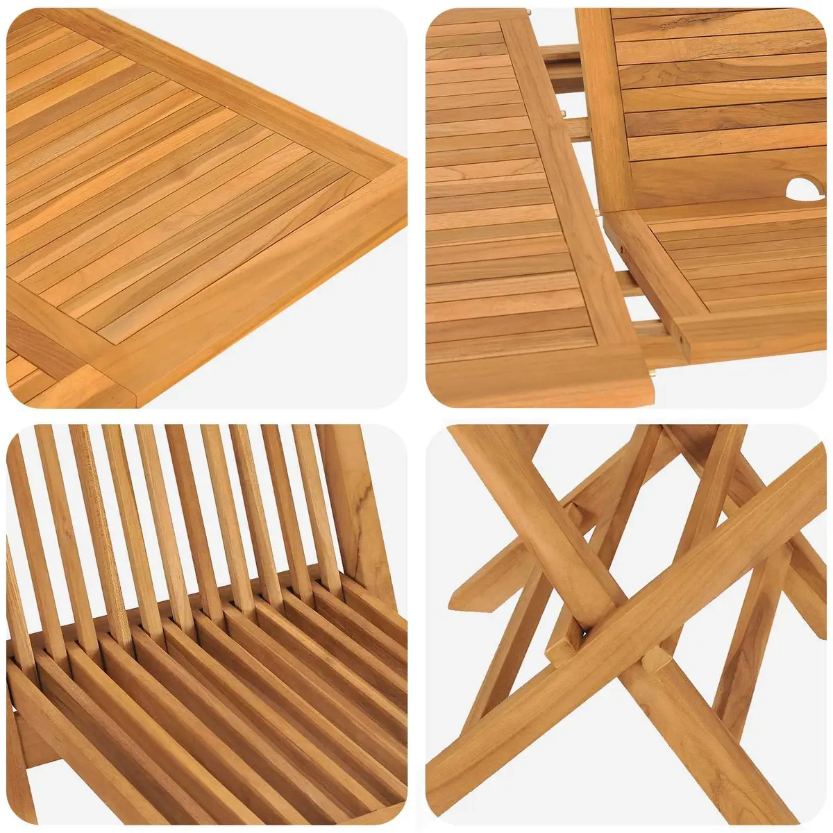 Garden Dining Set Brown Teak Wood 7 Piece Outdoor Table Chairs Patio Furniture