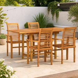 Your Perfect 5-Piece Teak Wood Dining Set for Outdoors