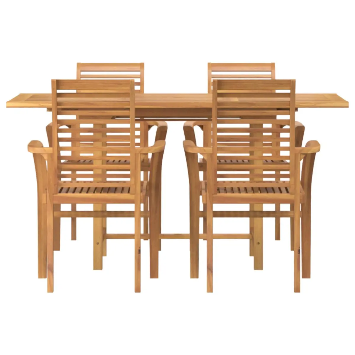 Outdoor Furniture Set Modern Teak Wood 5 Piece Brown Garden Dining Chairs and Table