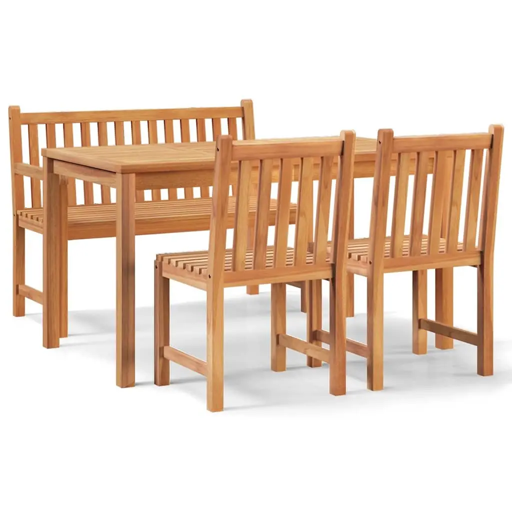 TeakwoodGardenDiningSet4PieceBrownOutdoorFurnitureTableChairsBench
