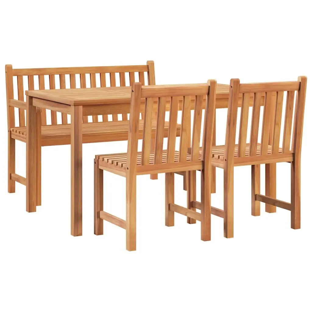 TeakwoodGardenDiningSet4PieceBrownOutdoorFurnitureTableChairsBench