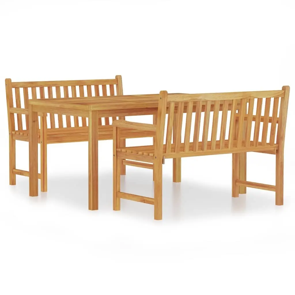 Garden Dining Set Teak Wood 3 Piece Outdoor Furniture Brown