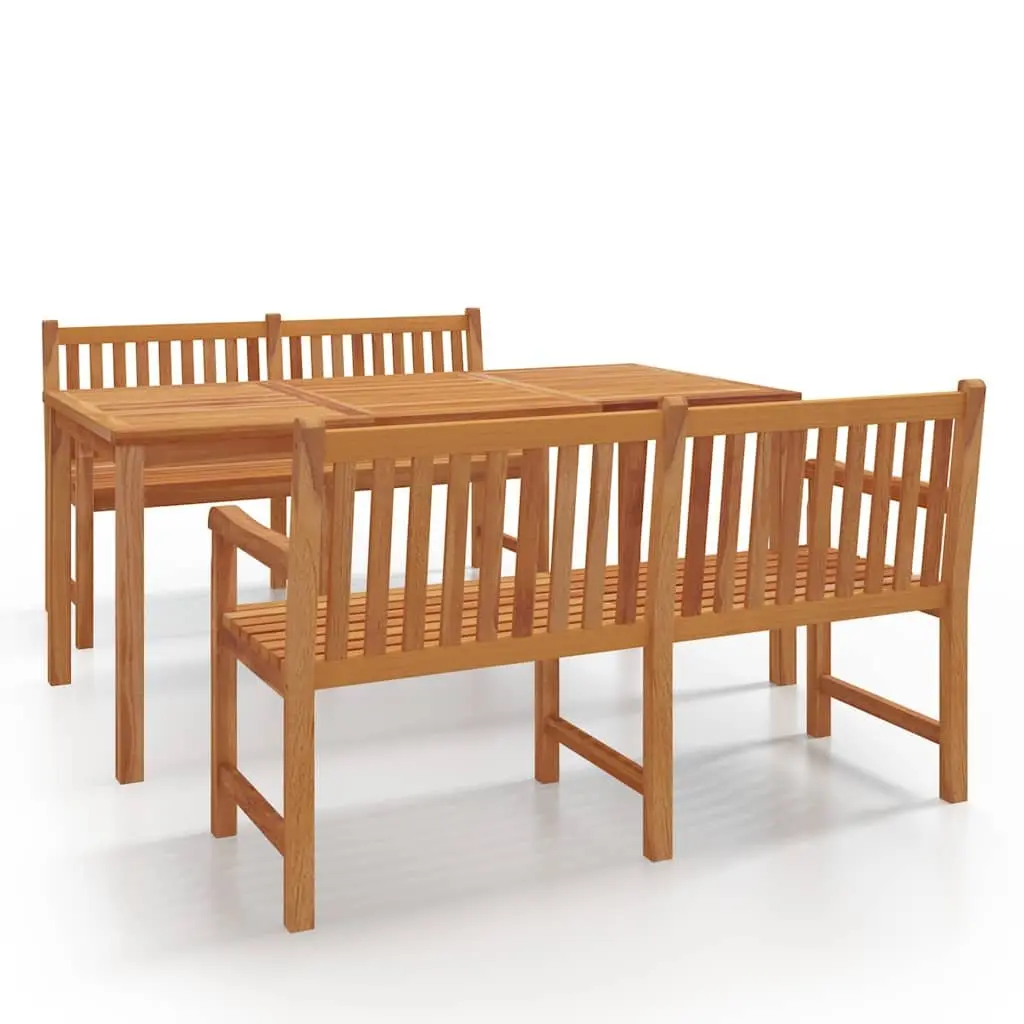 3 Piece Garden Dining Set Solid Teak Wood Outdoor Furniture Brown