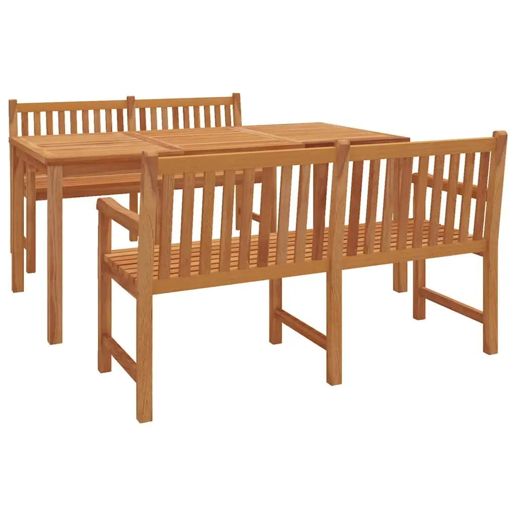 3 Piece Garden Dining Set Solid Teak Wood Outdoor Furniture Brown