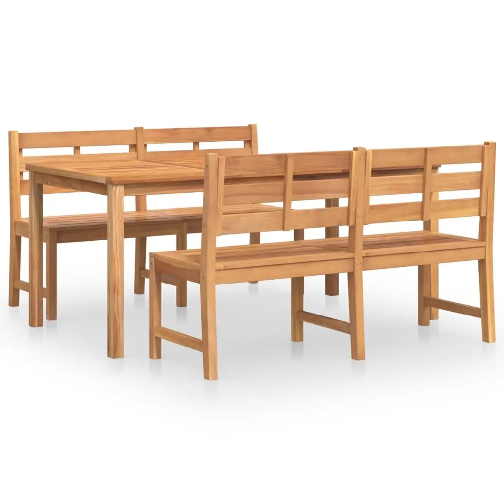 Garden Dining Set 3 Piece Outdoor Furniture Teak Wood Table Benches Patio
