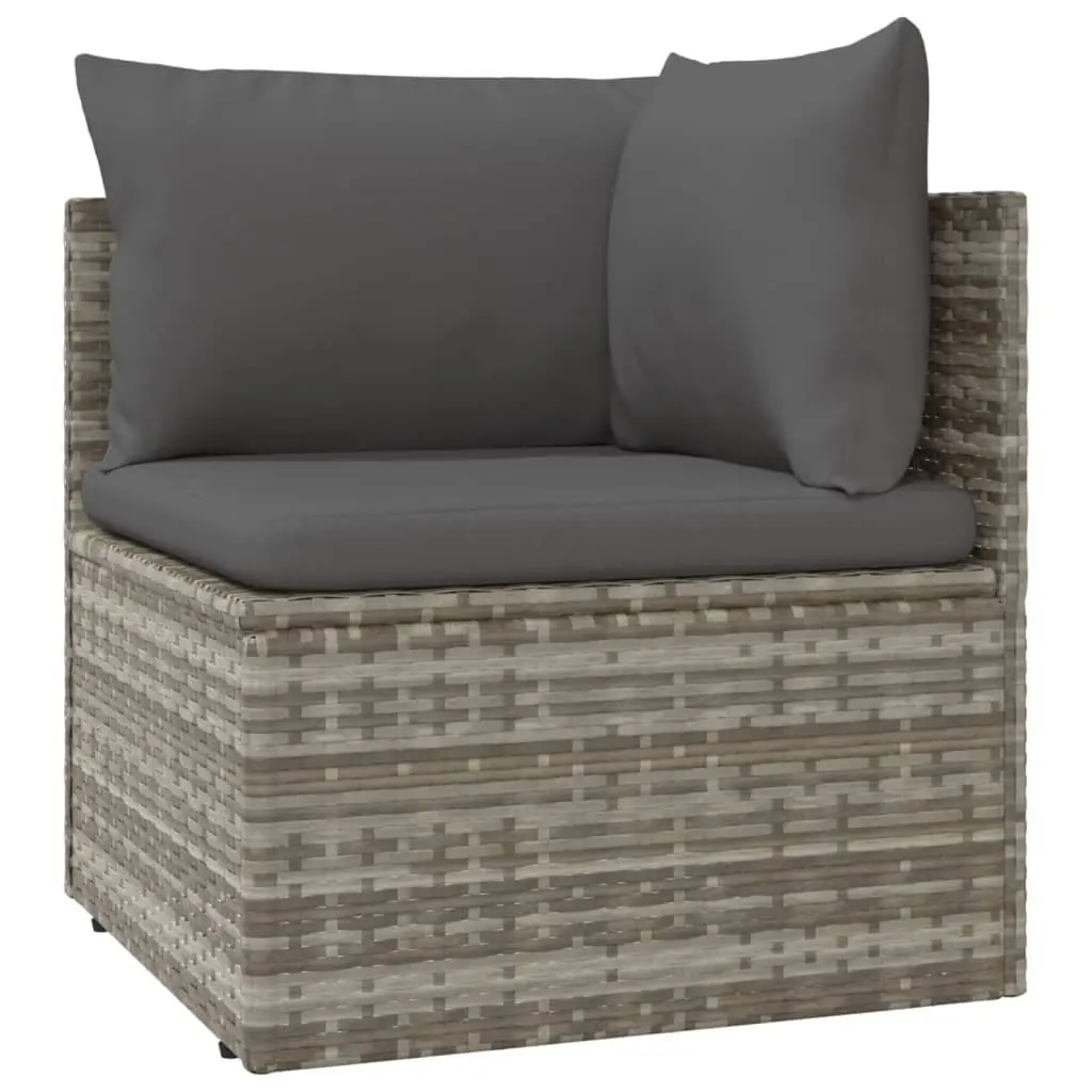 Garden Lounge Set 6 Piece Outdoor Furniture Grey Poly Rattan with Cushions