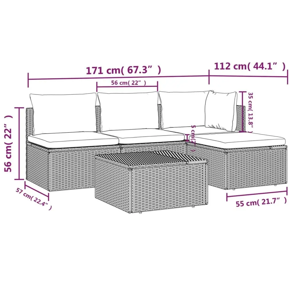 5 Piece Garden Lounge Set