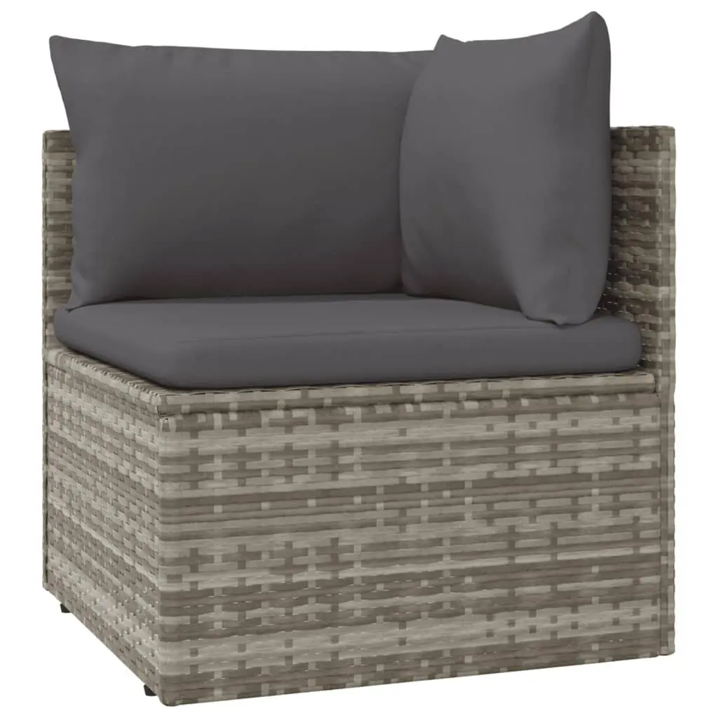 5 Piece Garden Lounge Set Grey Poly Rattan Outdoor Patio Furniture with Cushions