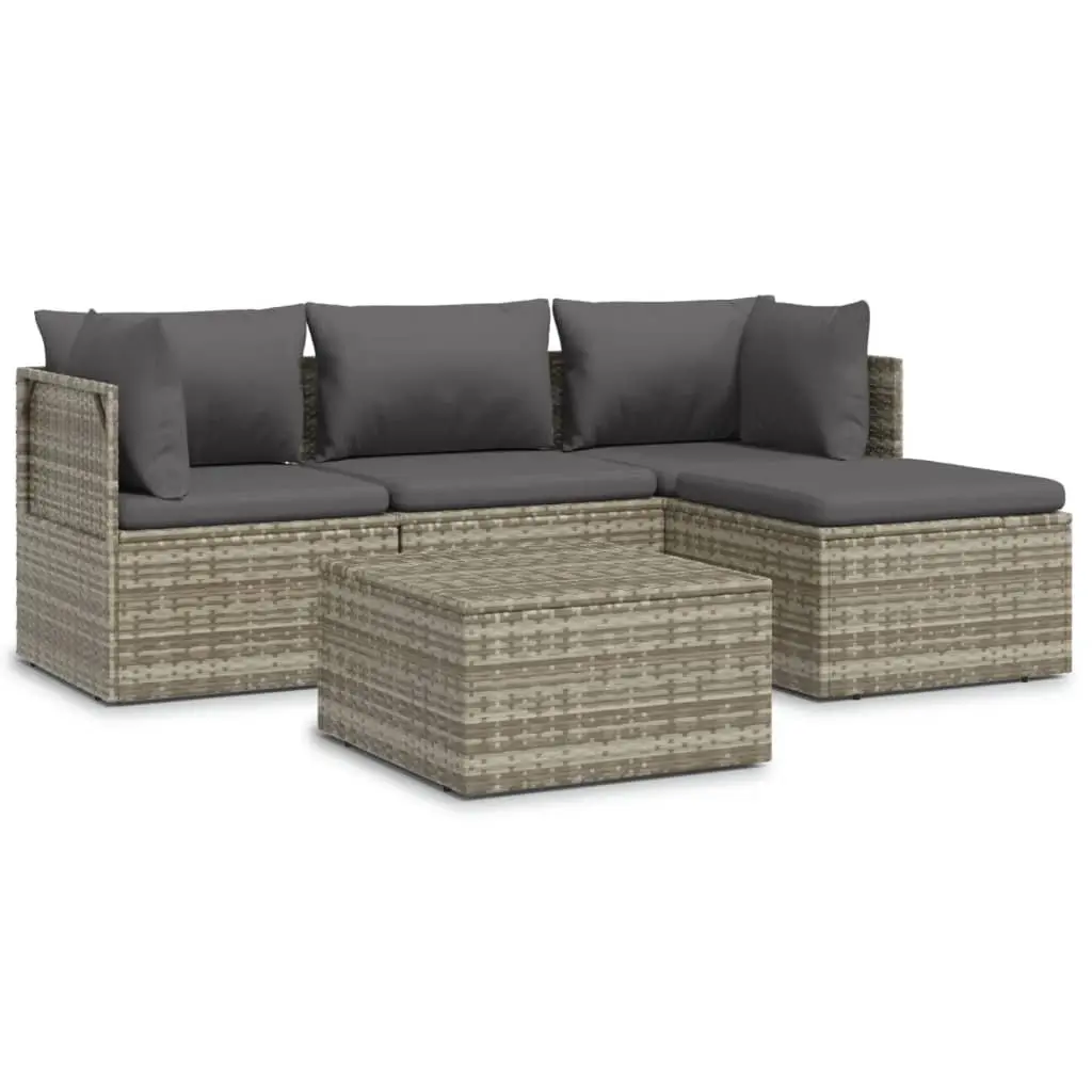 Garden Lounge Set 5 Piece Outdoor Furniture Patio Sofa Dining Grey with Cushions