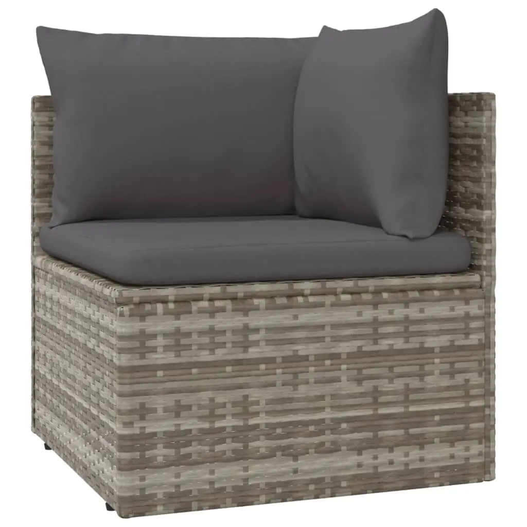 Garden Lounge Set 6 Piece Outdoor Furniture Cushions Grey Poly Rattan