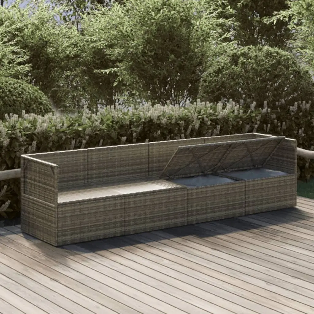 4 Piece Garden Lounge Set Grey Poly Rattan Outdoor Furniture with Cushions