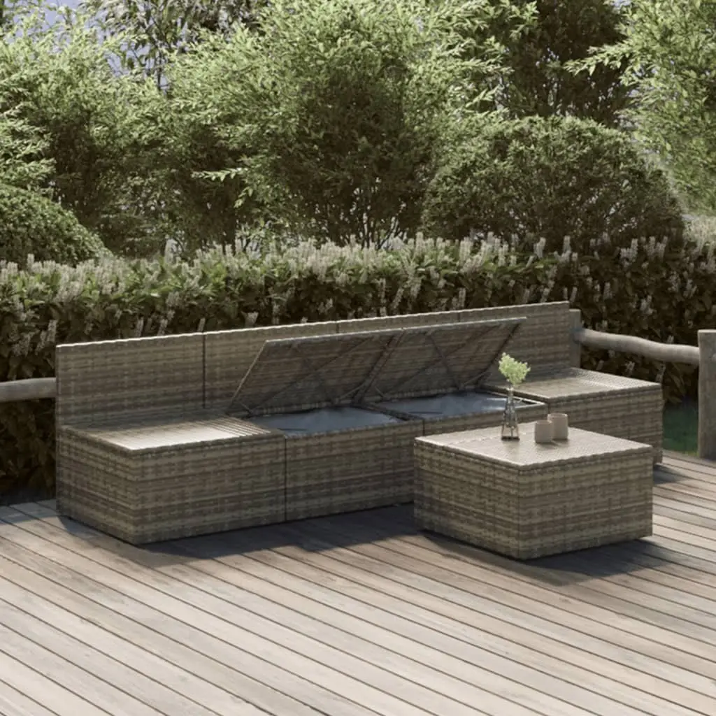 Garden Lounge Set 5 Piece Outdoor Furniture Poly Rattan with Cushions Grey