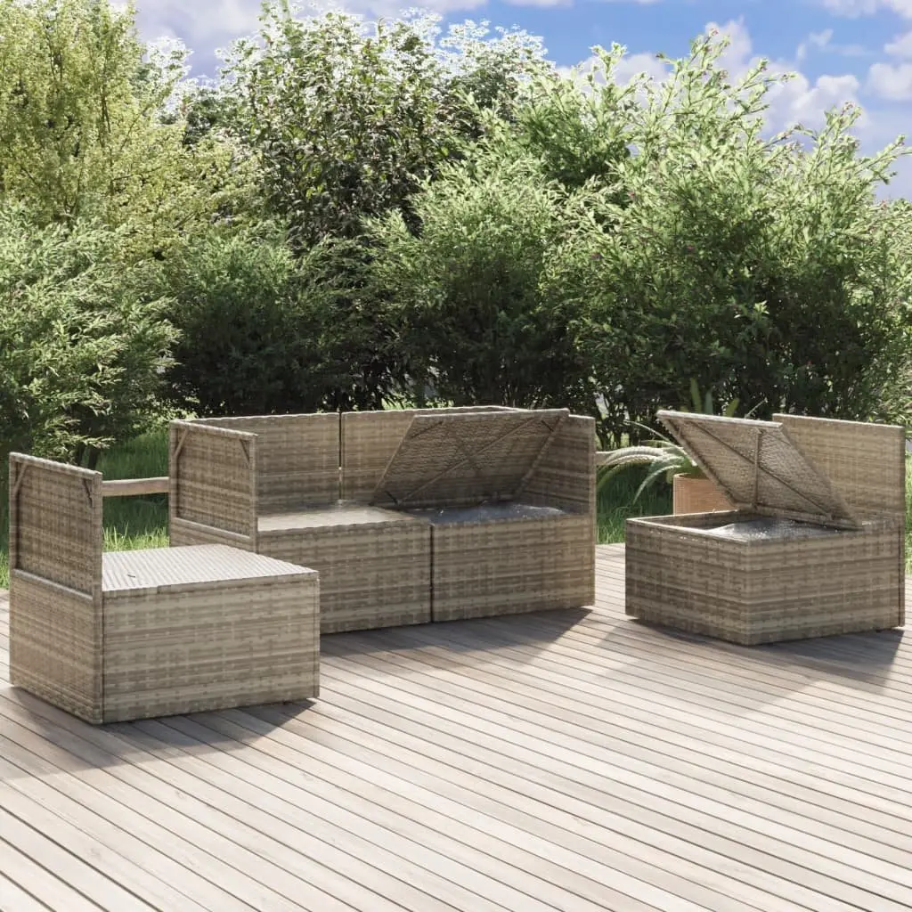 Garden Lounge Set 4 Piece Poly Rattan Outdoor Furniture Grey with Cushions