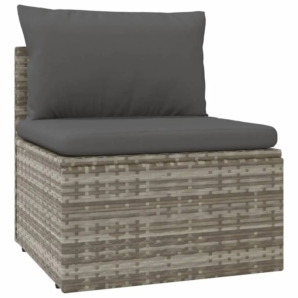 8 Piece Garden Lounge Set with Cushions Grey Poly Rattan Outdoor Furniture