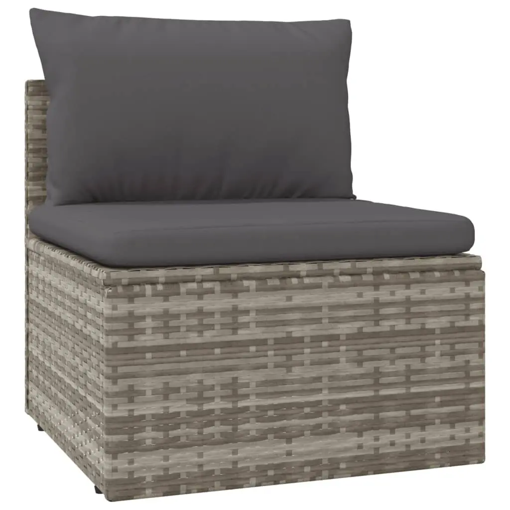 5 Piece Garden Lounge Set Grey Poly Rattan Outdoor Furniture with Cushions