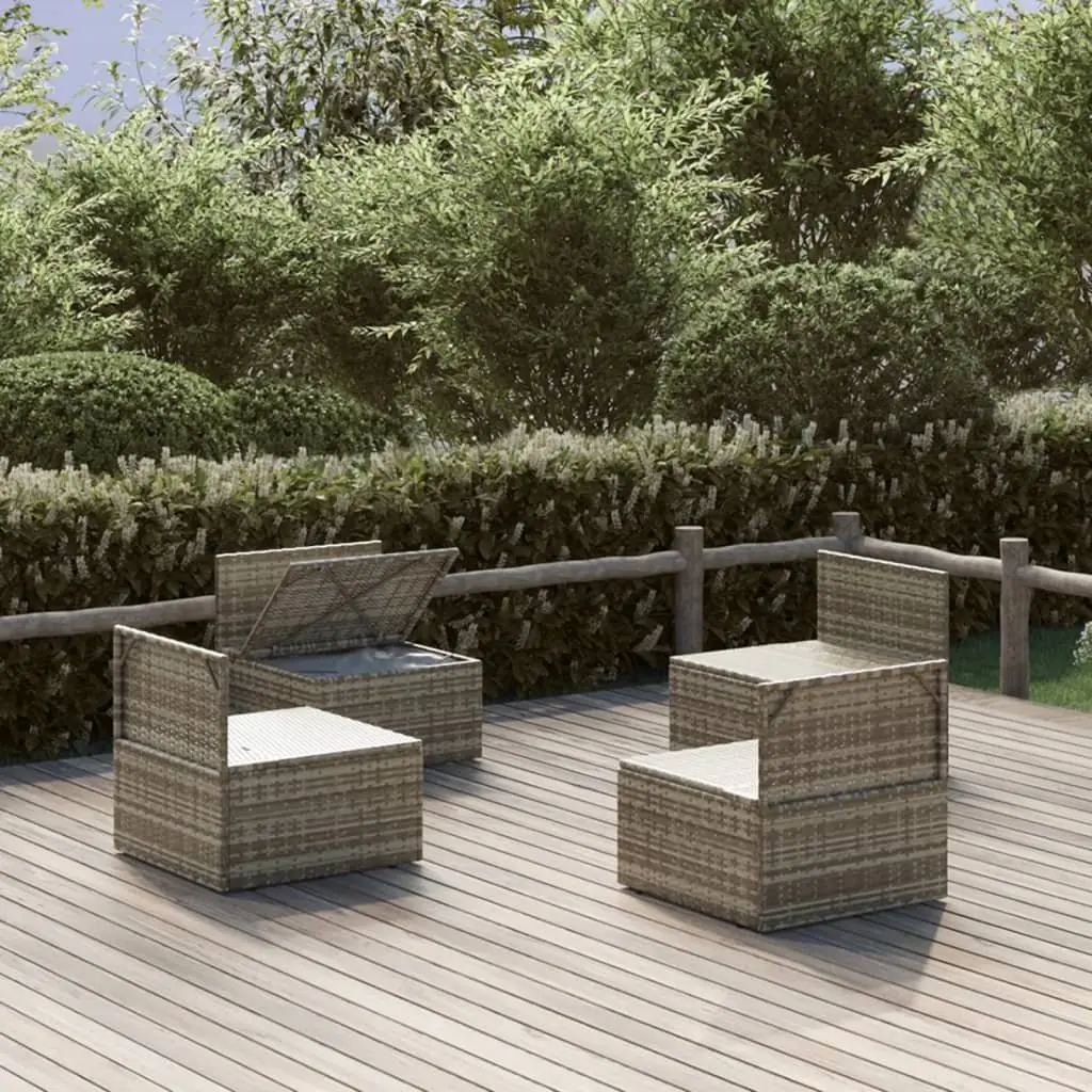 Garden Middle Sofas Grey 57x57x56 cm Poly Rattan Outdoor Furniture Set 4 Piece