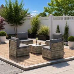 Create a Cozy Space with Our 5 Piece Grey Rattan Lounge Set