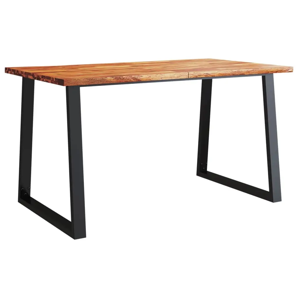 Dining Set Live Edge Acacia Wood 3 Piece Kitchen Table Bench Chairs Brown