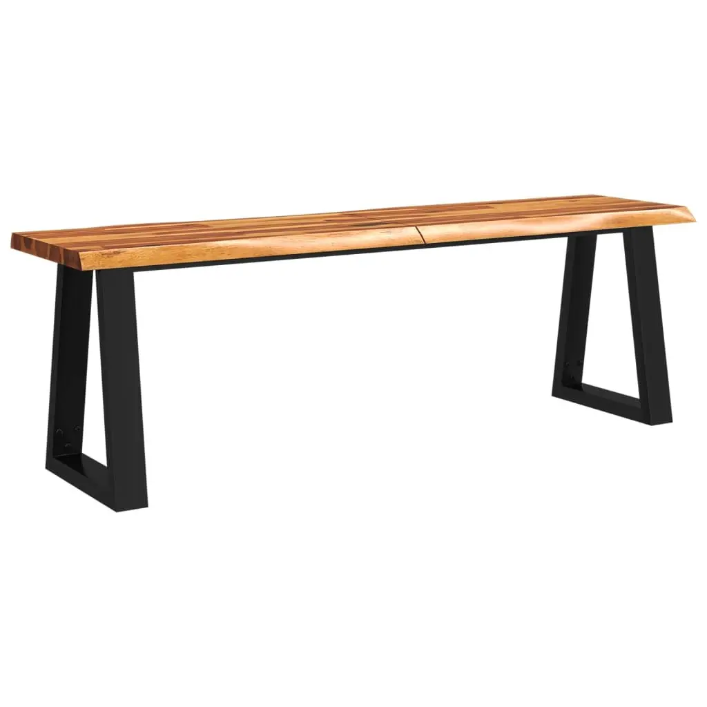 Dining Set Live Edge Acacia Wood 3 Piece Kitchen Table Bench Chairs Brown