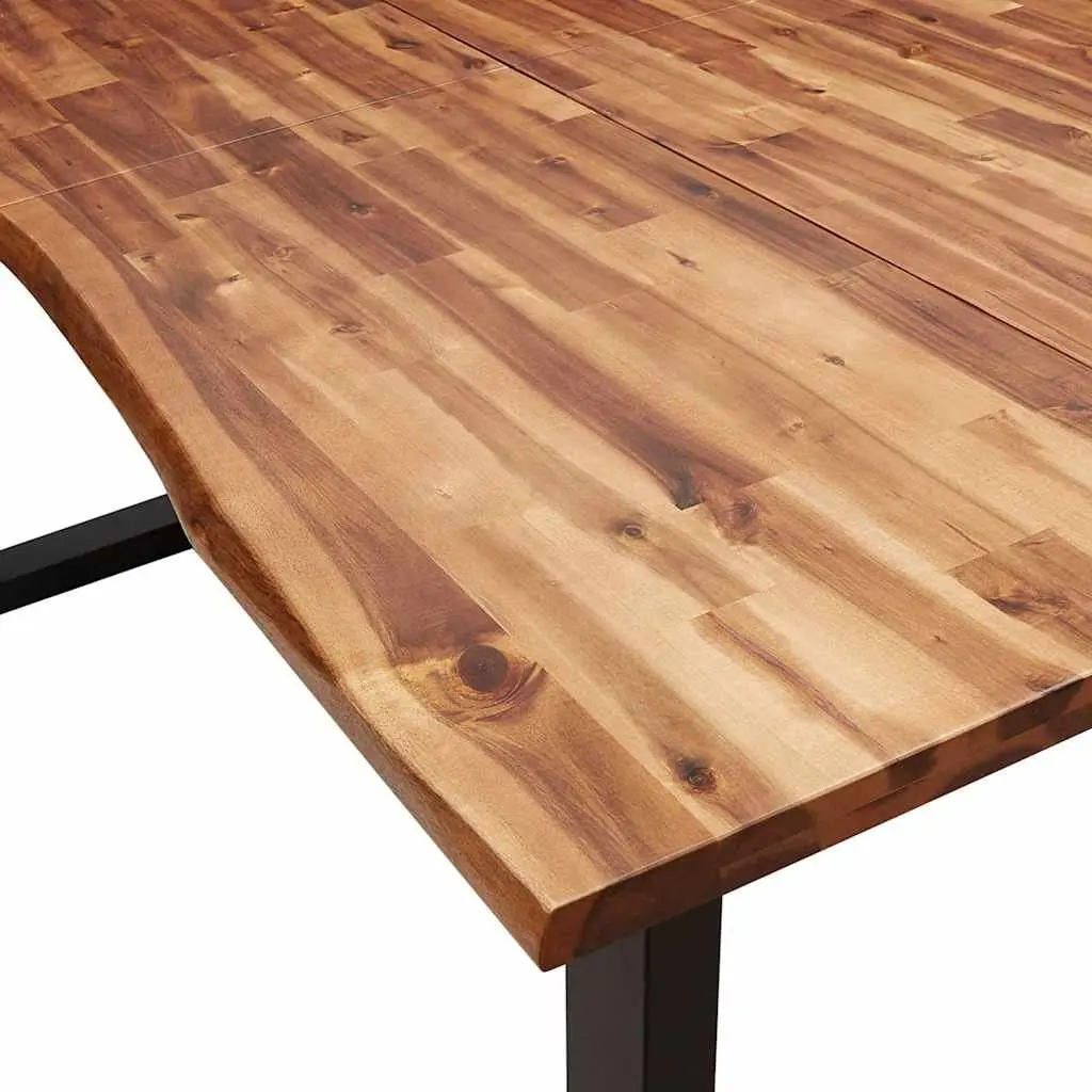 Dining Set Solid Wood Live Edge 3 Piece Brown
