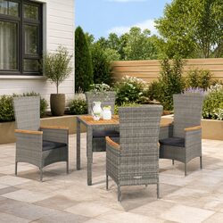 Friendly 5 Piece Grey Rattan Dining Set for Your Patio