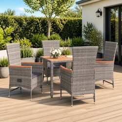 Friendly 5 Piece Grey Outdoor Dining Set for Your Patio