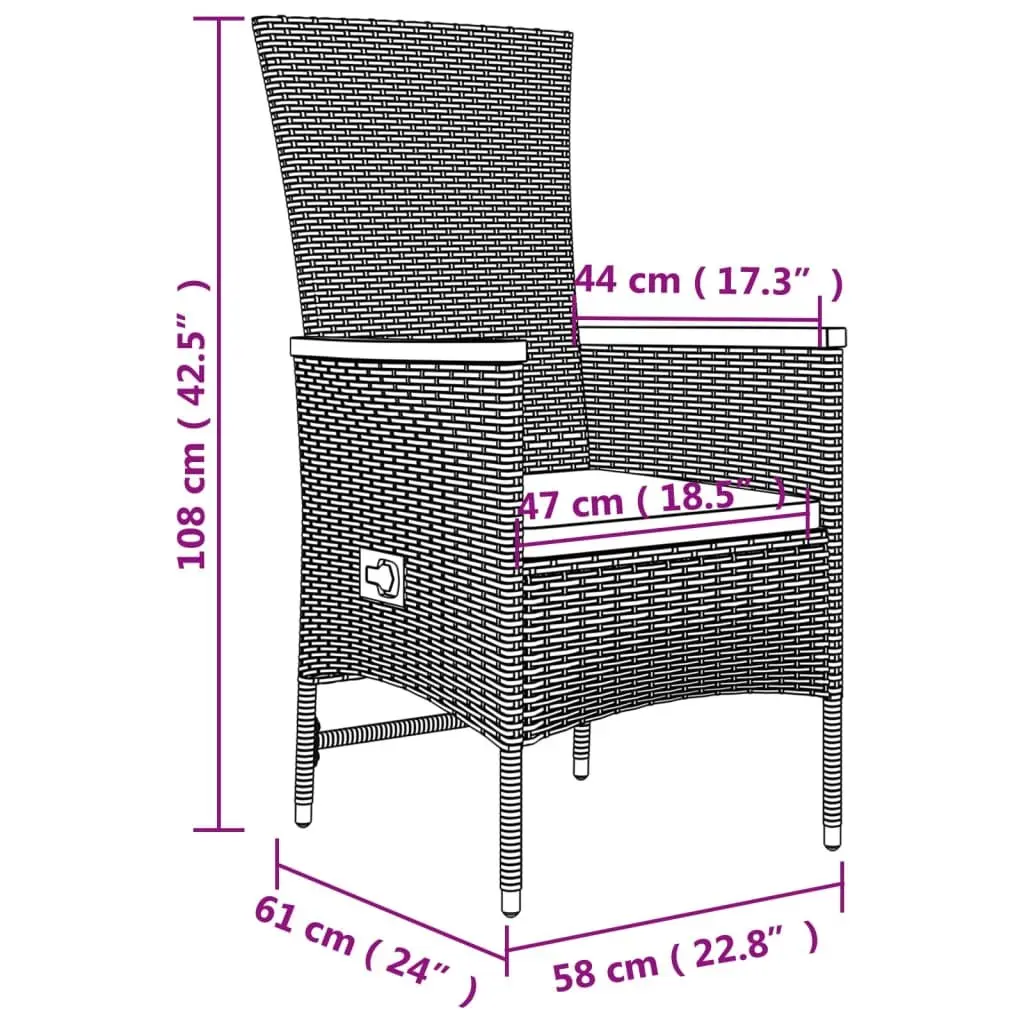 5 Piece Outdoor Dining Set Grey Poly Rattan Chairs Table Garden Patio Furniture