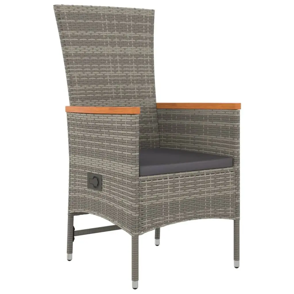 5 Piece Outdoor Garden Dining Set Grey Poly Rattan Chairs Table Cushions