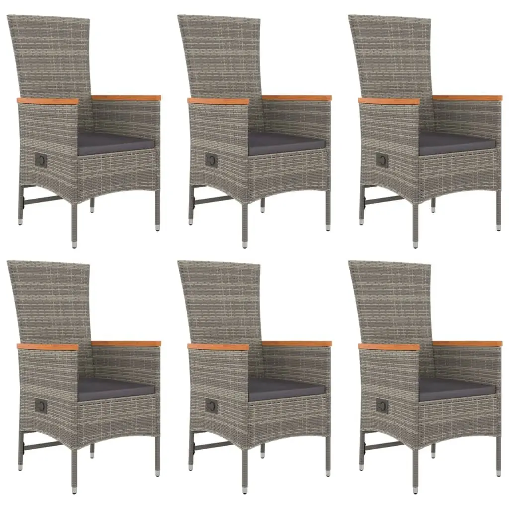 Outdoor Dining Set 7 Piece Modular Grey Rattan Table Chairs with Cushions