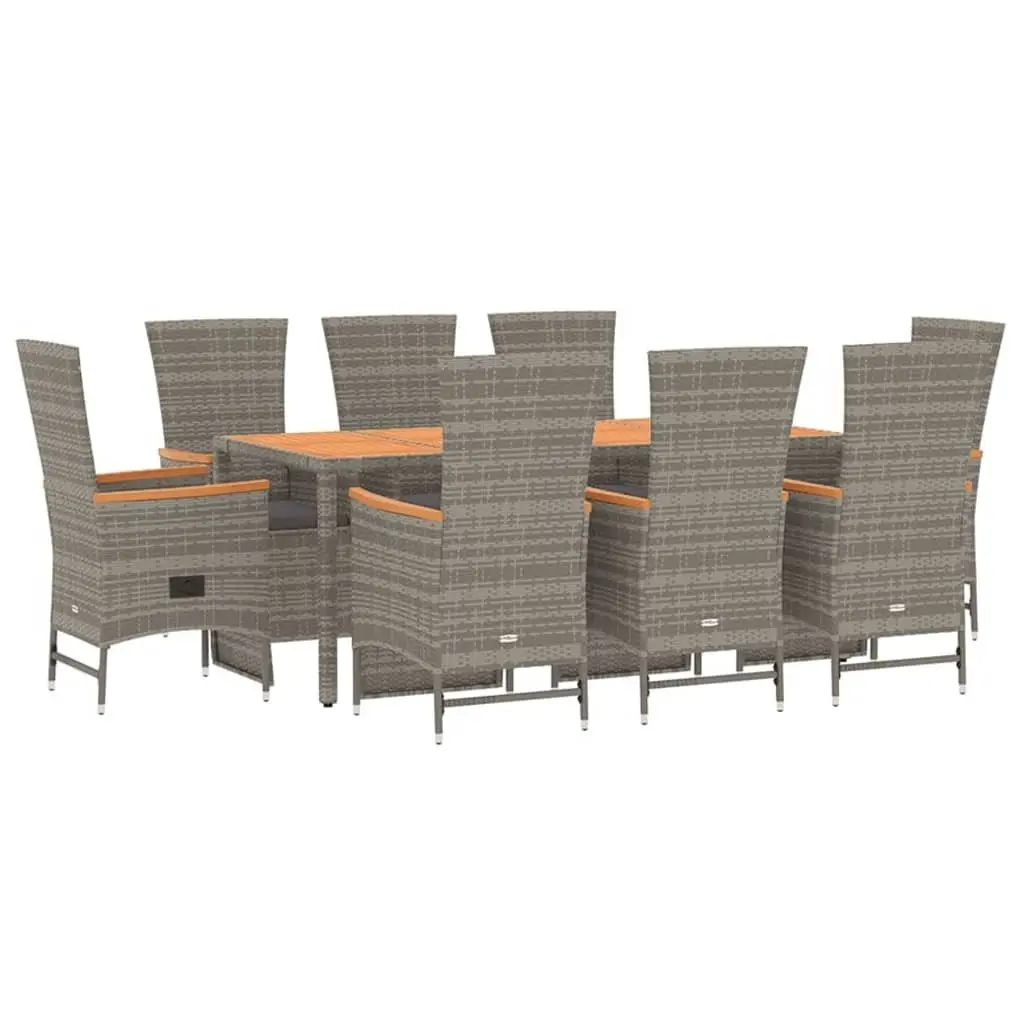 Garden Dining Set 9 Piece Outdoor Furniture Grey Rattan Chairs Table