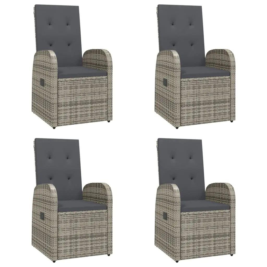 Garden Dining Set 5 Piece Outdoor Furniture Grey Poly Rattan Chairs Table