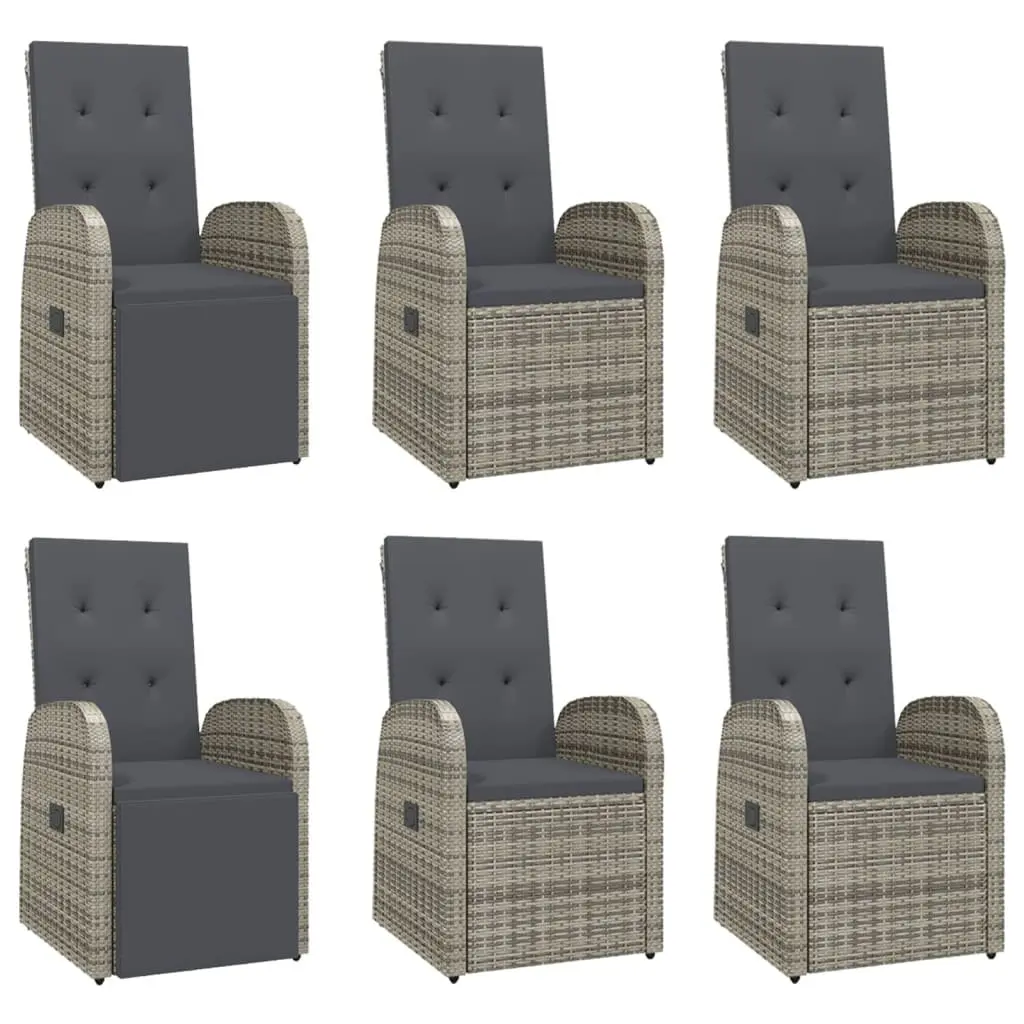 Outdoor Dining Set Grey PE Rattan 7 Piece Garden Furniture