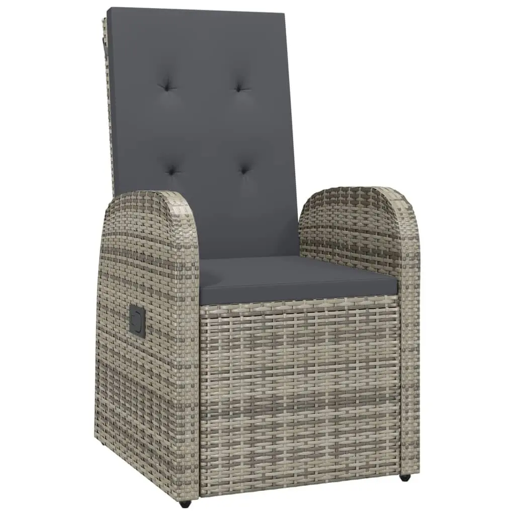 Outdoor Dining Set Grey PE Rattan 7 Piece Garden Furniture