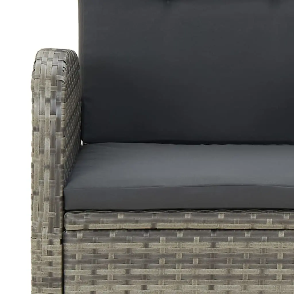Outdoor Dining Set Grey PE Rattan 7 Piece Garden Furniture