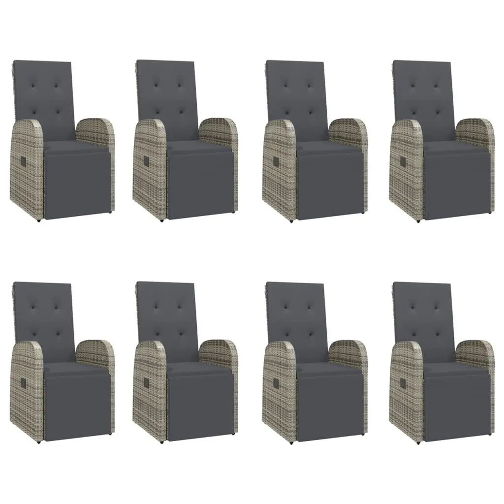 Garden Dining Set 9 Piece Outdoor Furniture with Cushions Grey Patio Table