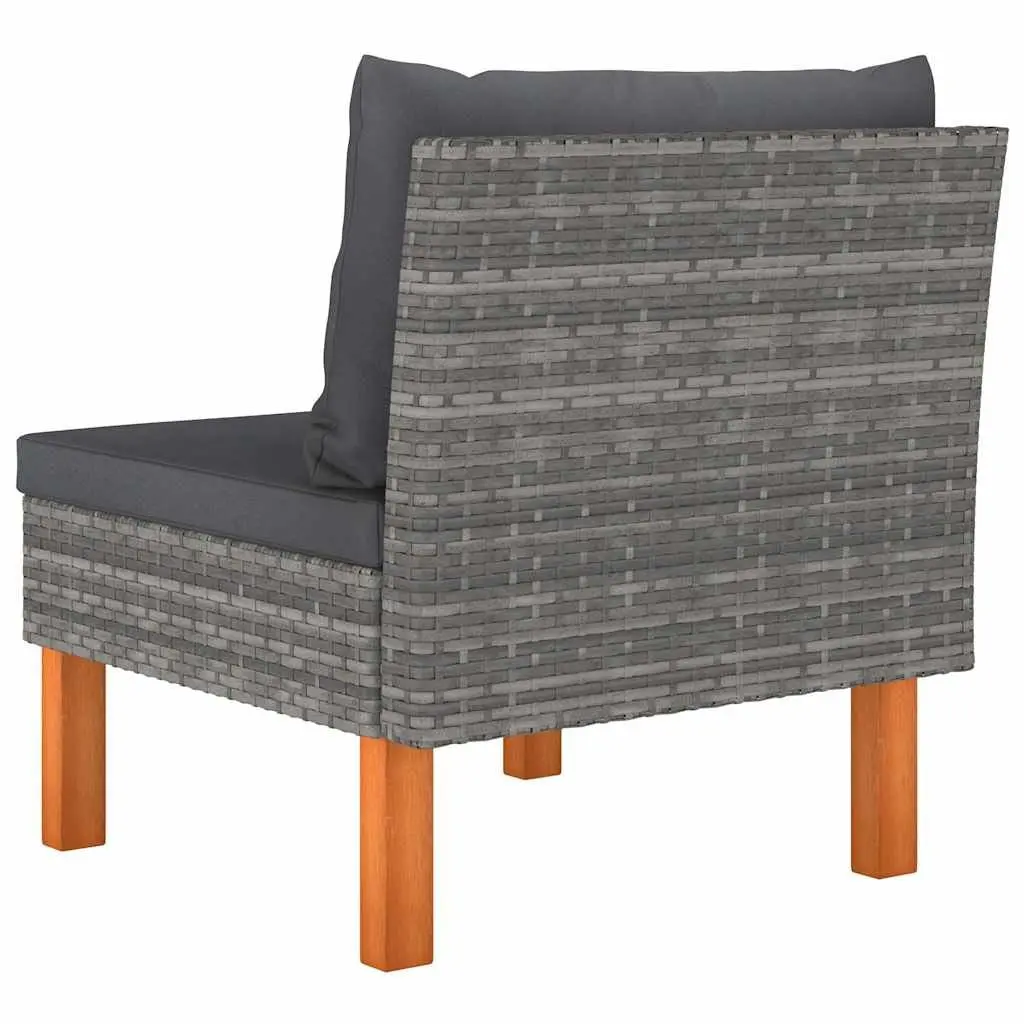 Outdoor Modular Middle Sofa Sectional Rattan Seating Unit Grey