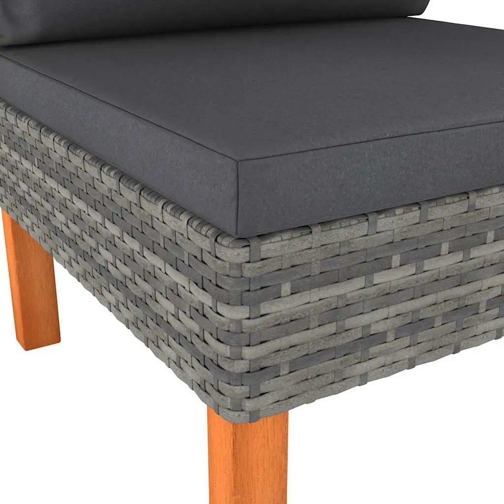 Outdoor Modular Middle Sofa Sectional Rattan Seating Unit Grey